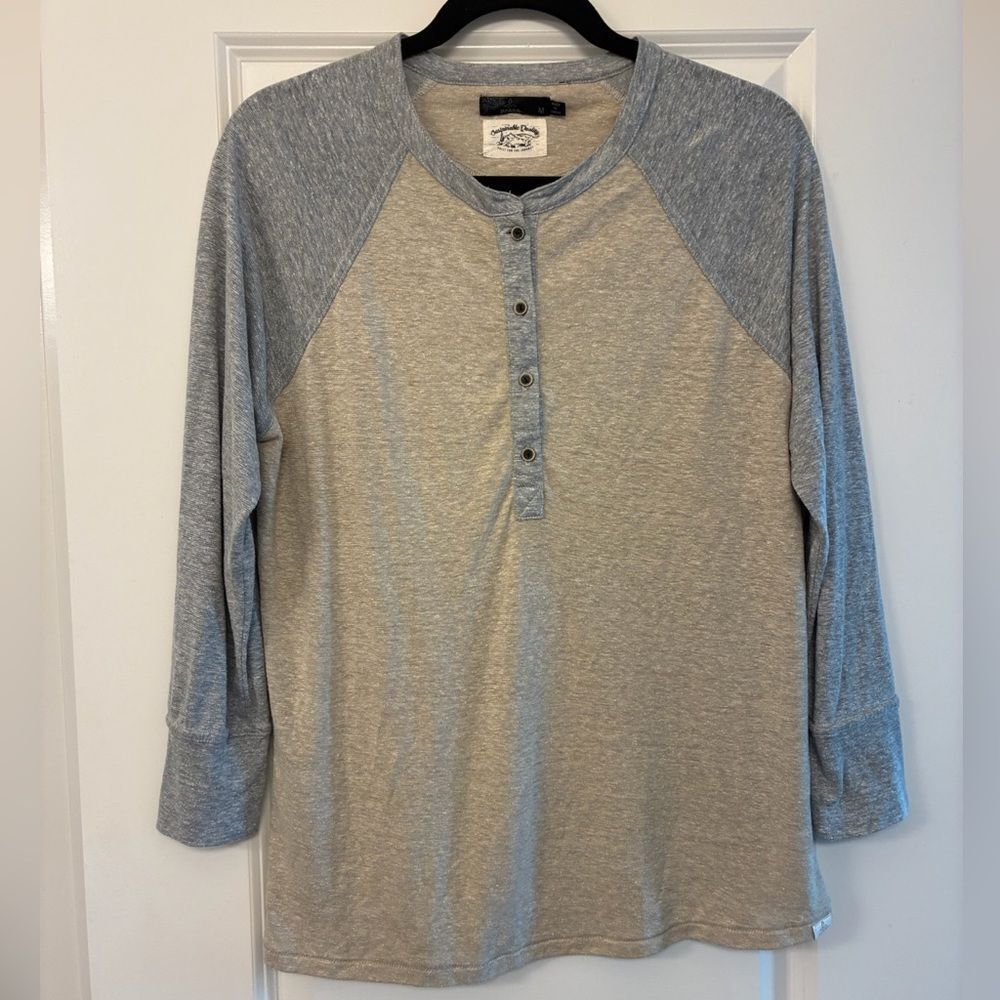 PRANA Cozy Up Henley Tan Gray Women’s Size Medium